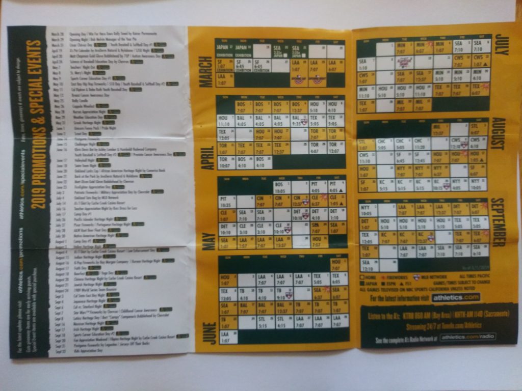 Oakland Athletics 2019 - chapman - cache creek- side b